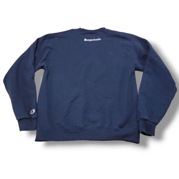 Burgerlords Bestaurant Sweatshirt Size Medium Champion Authentic Sweater Blue - Picture 3 of 7